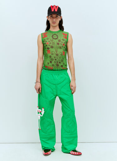 Walter Van Beirendonck 그래픽 프린트 메시 탑 그린 wlt0156017