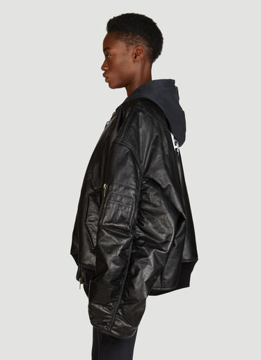 Balenciaga DIY Metal Hooded Bomber Jacket Black bal0255029