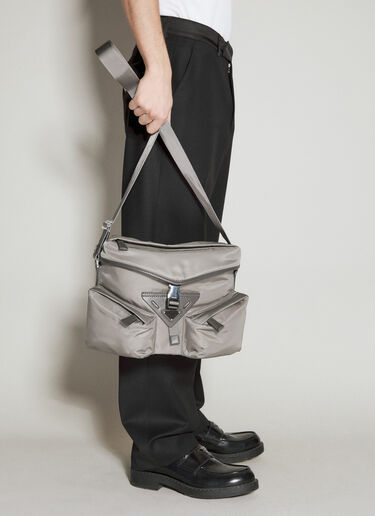 Prada Re-Nylon And Leather Shoulder Bag Grey pra0156016