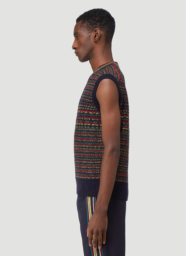 Wales Bonner Rasta Fair-Isle Knitted Vest Blue wbn0142005
