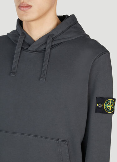 Stone Island 컴퍼스 패치 후드 스웨트셔츠 블랙 sto0152066