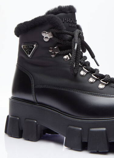Prada Monolith Leather Boots Black pra0254022