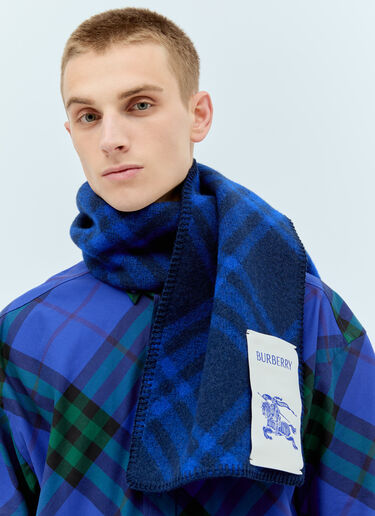Burberry 格纹羊毛围巾 藏蓝色 bur0355002