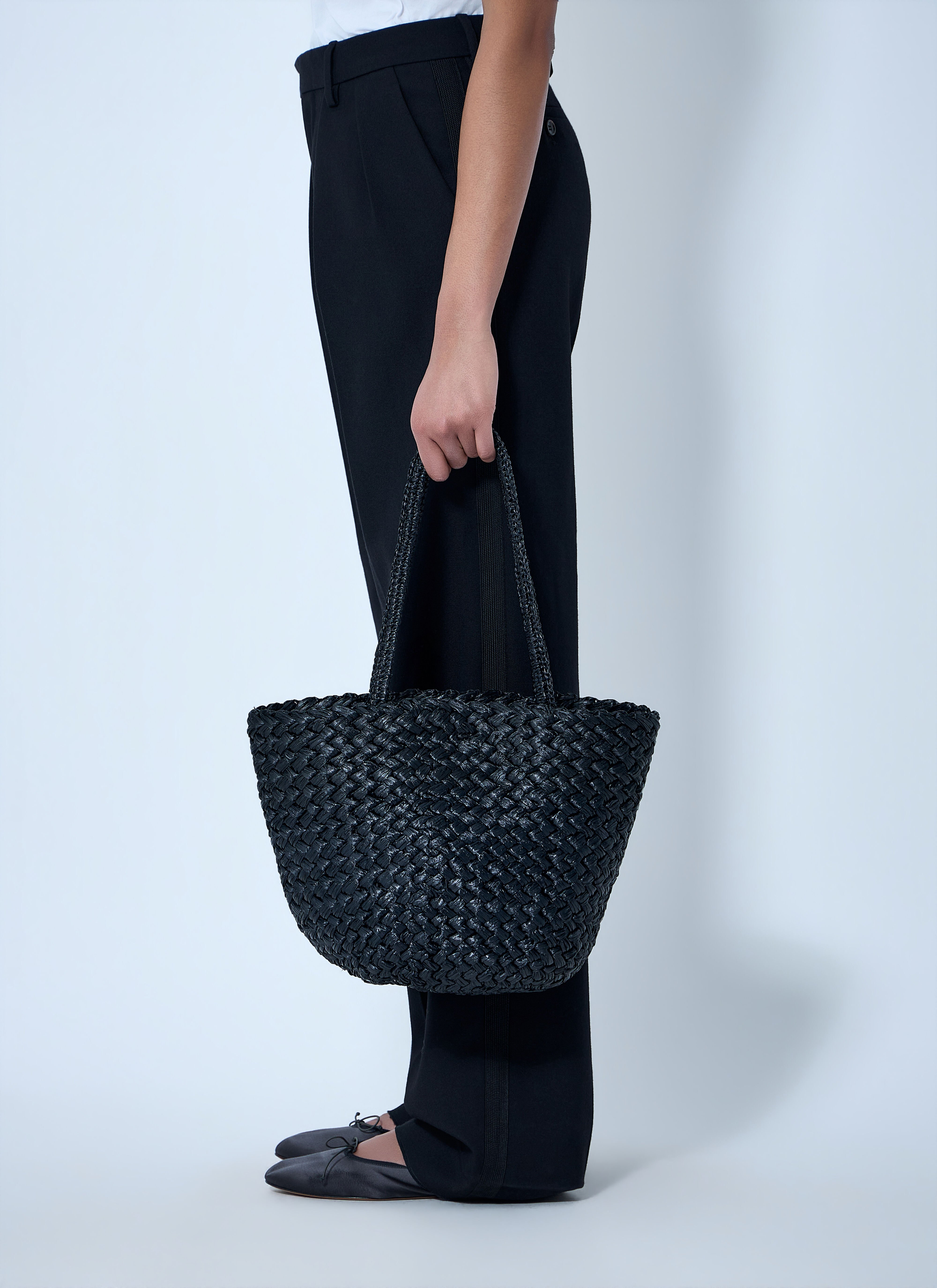 The Row Women's' Estelle Two Medium Raffia Bag in Black | LN-CC®