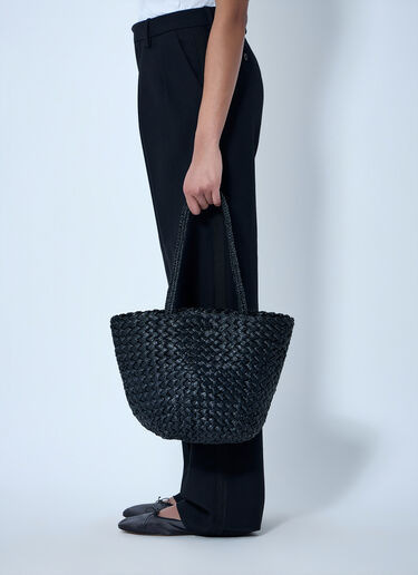 The Row Estelle Two Medium Raffia Bag Black row0264087