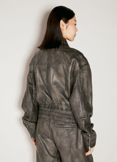 Han Kjøbenhavn Washed Leather Cropped Bomber Black han0353001