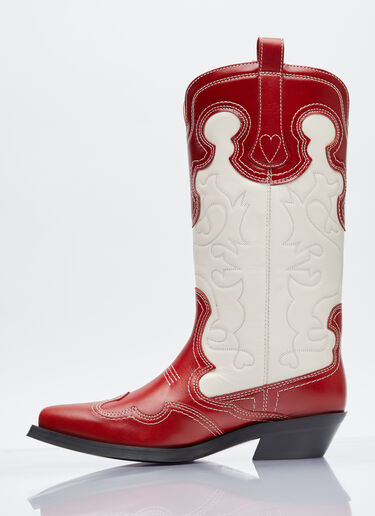 Mid Shaft Embroidered Western Boots GANNI Mid Shaft Embroidered Western Boots Red gan0254034