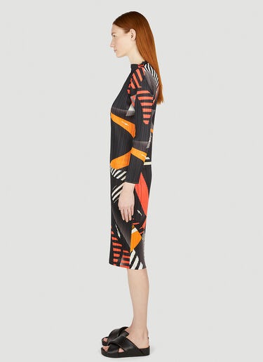 Pleats Please Issey Miyake 图案印花中长连衣裙 黑色 plp0252006