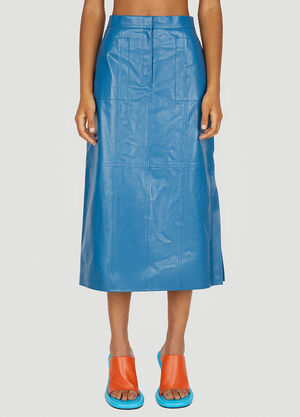 Aya Muse Leather Mid Length Skirt Brown aym0255005