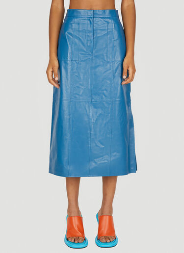 Jil Sander Leather Mid Length Skirt Blue jil0249004