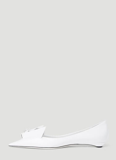 Floral Applique Ballerina Flats Prada Floral Applique Ballerina Flats White pra0254049