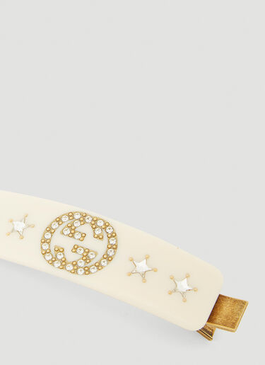 Gucci Crystal-Embellished Hair Clip White guc0241101