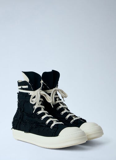 Rick Owens DRKSHDW Frayed Denim High-Top Sneakers Black drk0164037