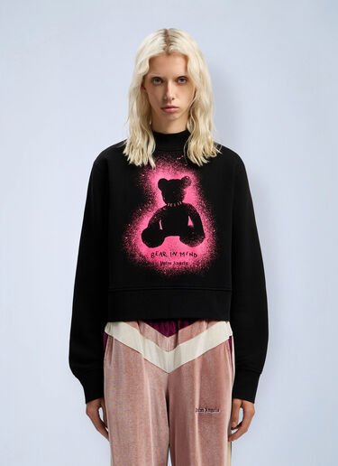 Spray Bear Fitted Crew Sweatshirt Palm Angels Spray Bear Fitted Crew Sweatshirt Black pma0262076