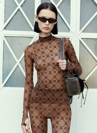 Marine Serre Regenerated Monogram Mesh Top Brown mrs0254010