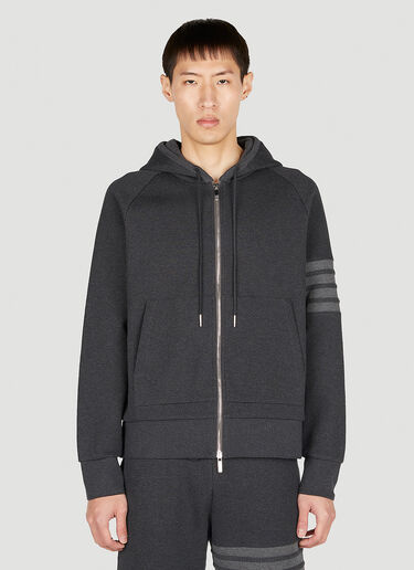 Thom Browne Raglan Sleeve Zip Up Hooded Sweatshirt Dark Grey thb0151004