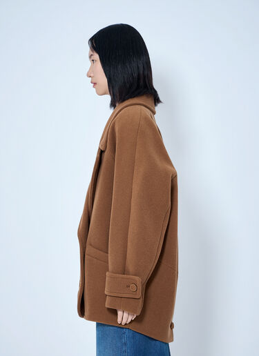 LN-CC® - Chloé: Double-Breasted Short Coat - Camel Chloé Double-Breasted Short Coat Camel chl0265008