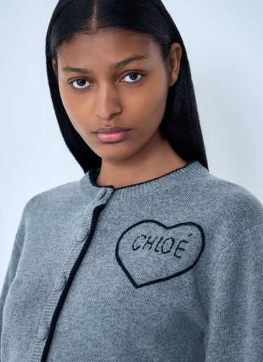 Chloé Logo Motif Cardigan Grey chl0263034