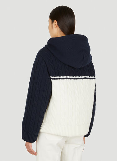 Miu Miu Colour Block Hooded Knit Jacket Blue miu0250018