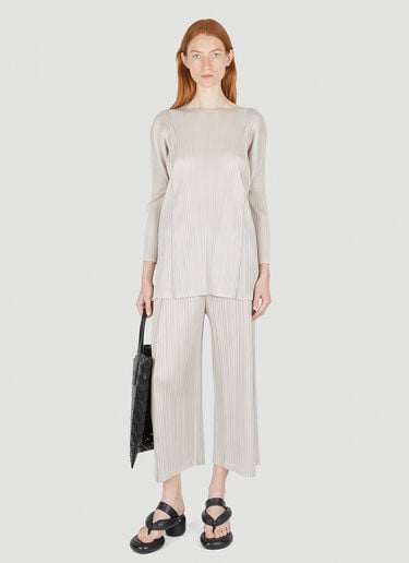 Pleats Please Issey Miyake Blow Tunic Top Beige plp0248026