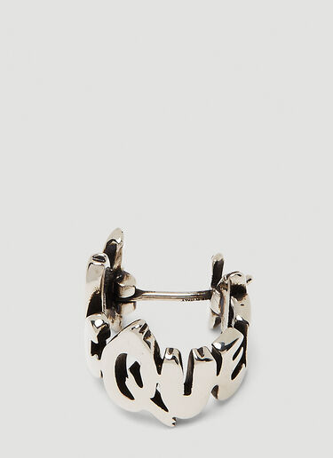 Alexander McQueen Graffiti Logo Cut Out Earring Silver amq0149092