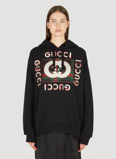 Gucci 徽标刺绣连帽运动衫 黑 guc0251060