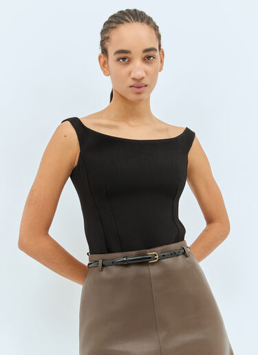 TOTEME Thin Patent Leather Belt Black tot0258016