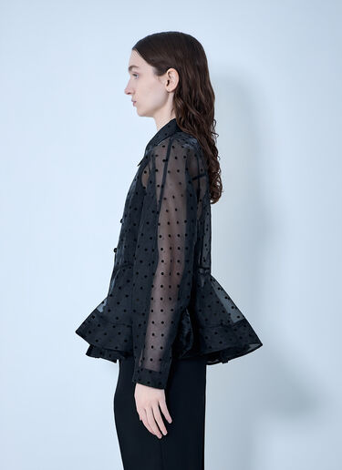 GANNI Flocked Organza Peplum Shirt Black gan0263019