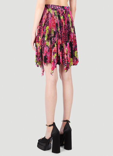 Versace Floral Logo Pleated Mini Skirt Pink vrs0251014