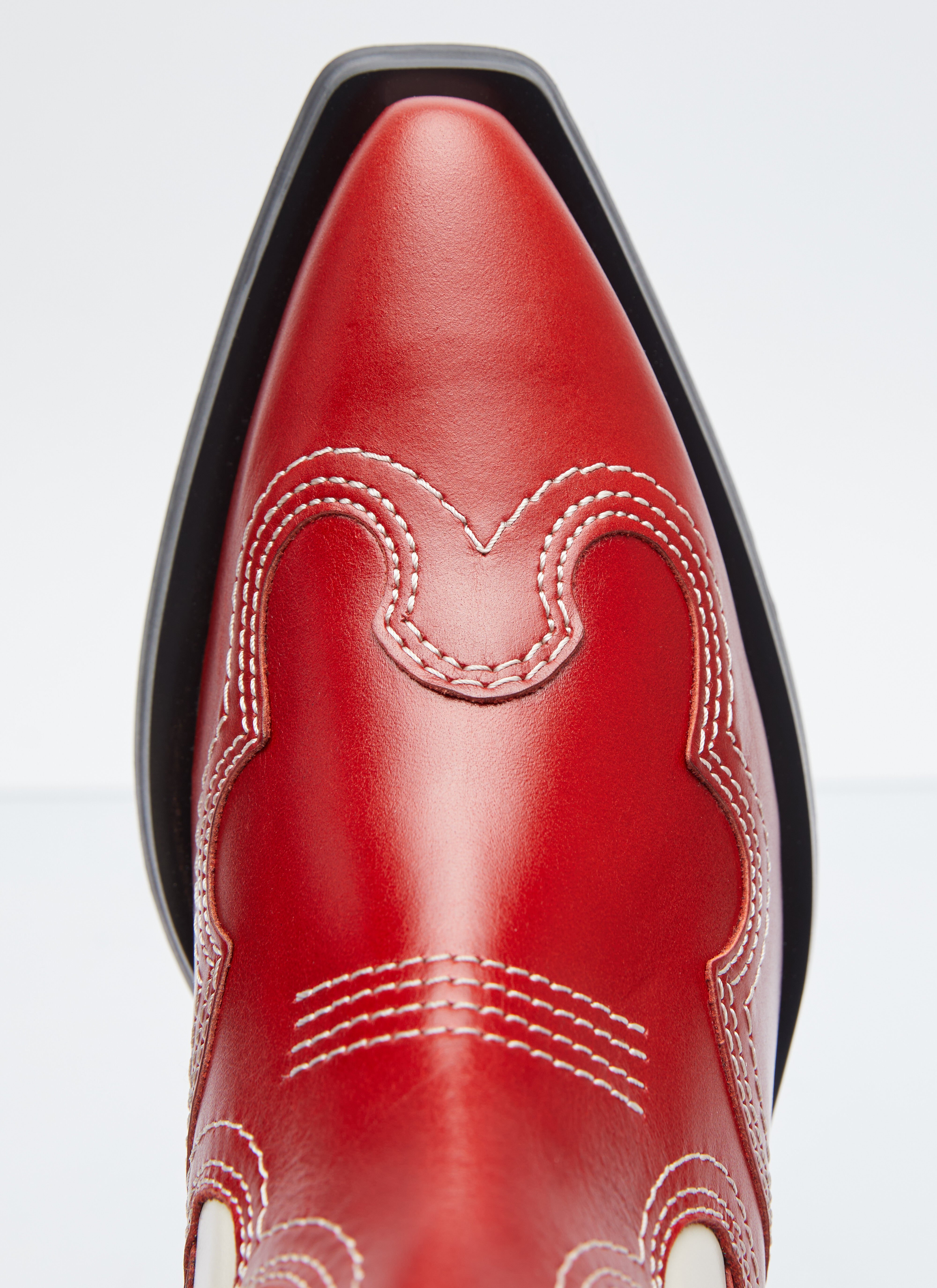 GANNI Women s Mid Shaft Embroidered Western Boots in Red LN CC