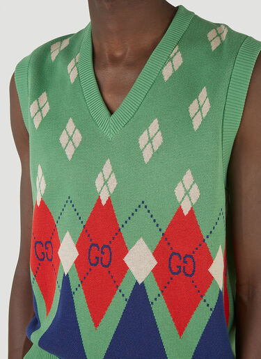 Gucci Argyle-Knit Vest Green guc0145017