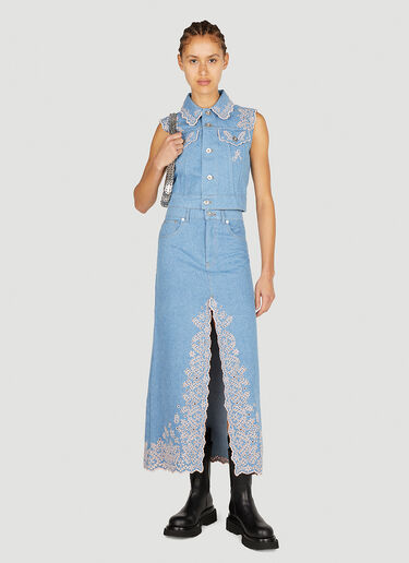 Rabanne Embroidered Denim Top Blue pac0252004