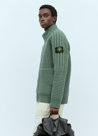 Stone Island Padded Lined Wool Knit Cardigan Green sto0154061