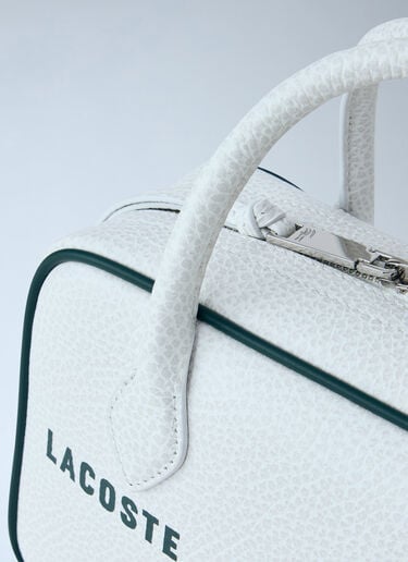 Lacoste Runway Small Printed Leather Gym Bag White lac0364002