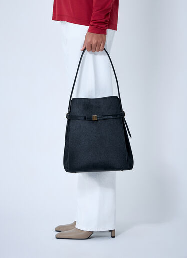 TOTEME Belted Pony Hair Bucket Bag Black tot0263073