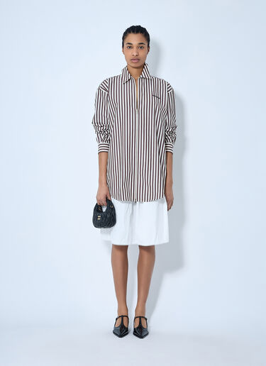 Miu Miu Striped Shirt Brown miu0260059