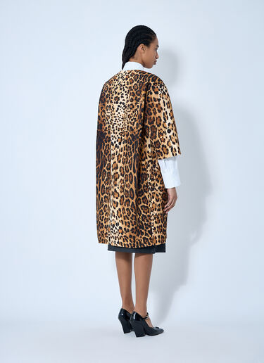Prada Single-Breasted Leopard Print Drill Coat Brown pra0260066