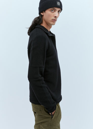 Zip-Up Compass Patch Knit Sweater Stone Island Zip-Up Compass Patch Knit Sweater Black sto0154064