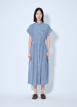 Miu Miu Vertical Stripe Poplin Midi Dress Light Blue miu0265003