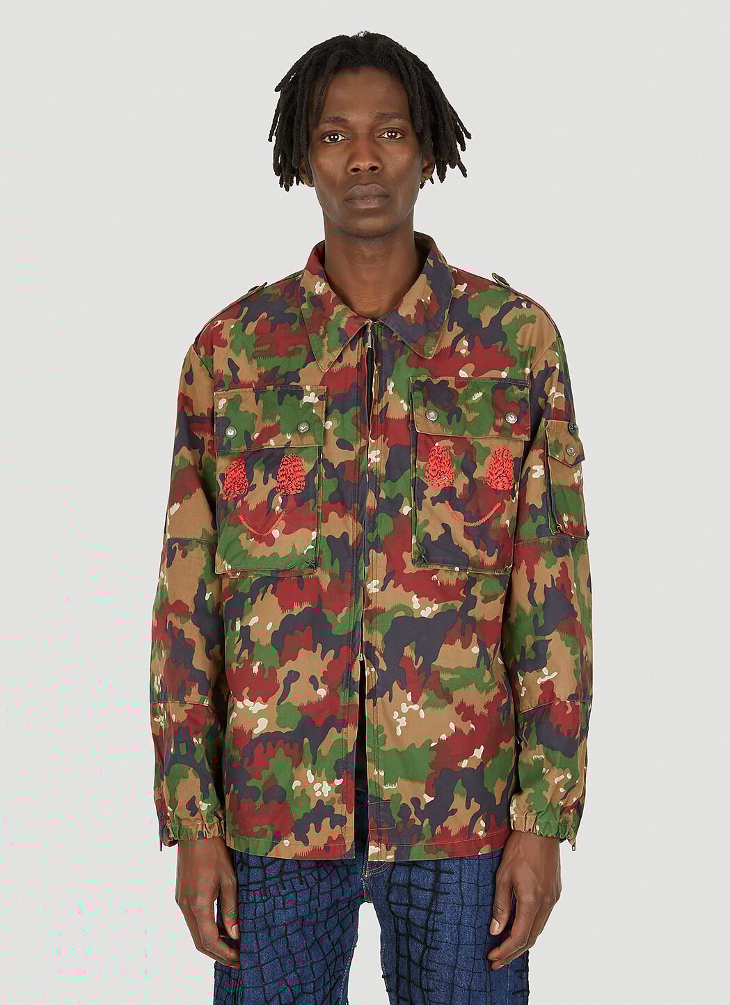 Embroidered top military jacket