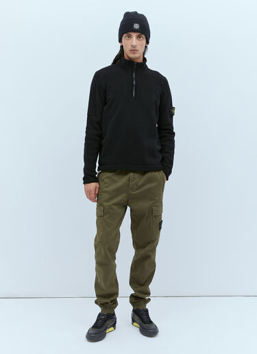 Zip-Up Compass Patch Knit Sweater Stone Island Zip-Up Compass Patch Knit Sweater Black sto0154064