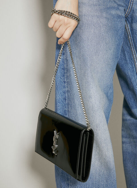 Yves Saint Laurent Cassandre Matelasse Chain Wallet Crossbody Bag Black