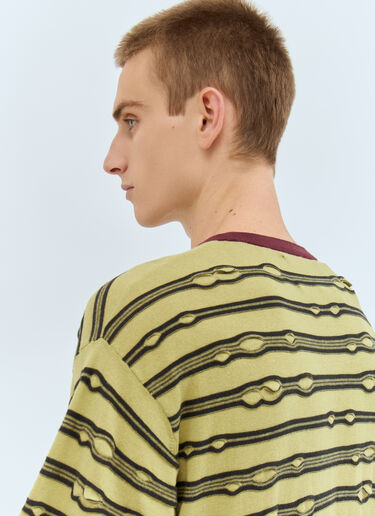 Brain Dead Embroidered Puckered Striped T-Shirt Green bra0158003