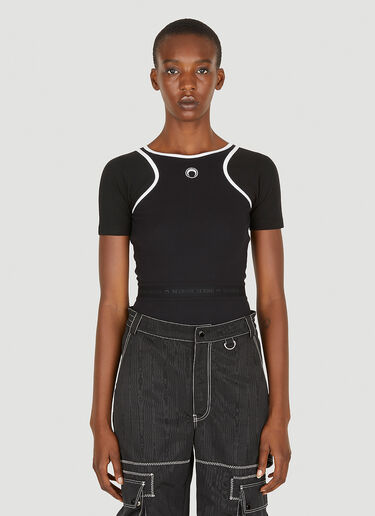Marine Serre Contrast Trim Bodysuit Black mrs0252004