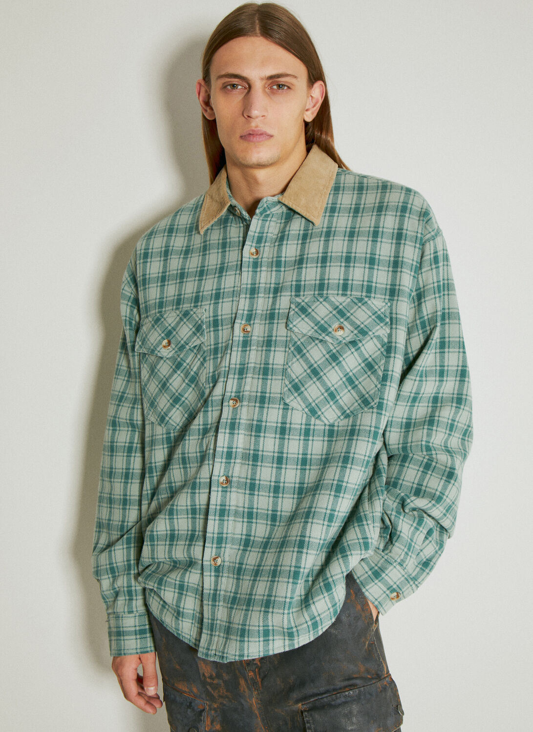 Shop Guess Usa Flannel Shirt In Green
