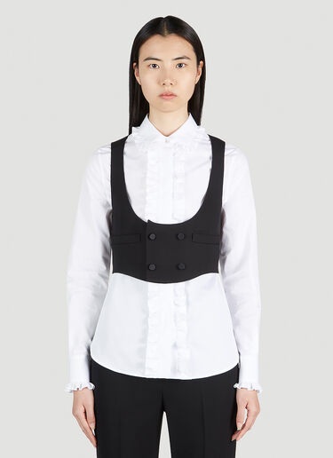 Saint Laurent 더블 브레스티드 크롭 웨이스트코트 블랙 sla0251034