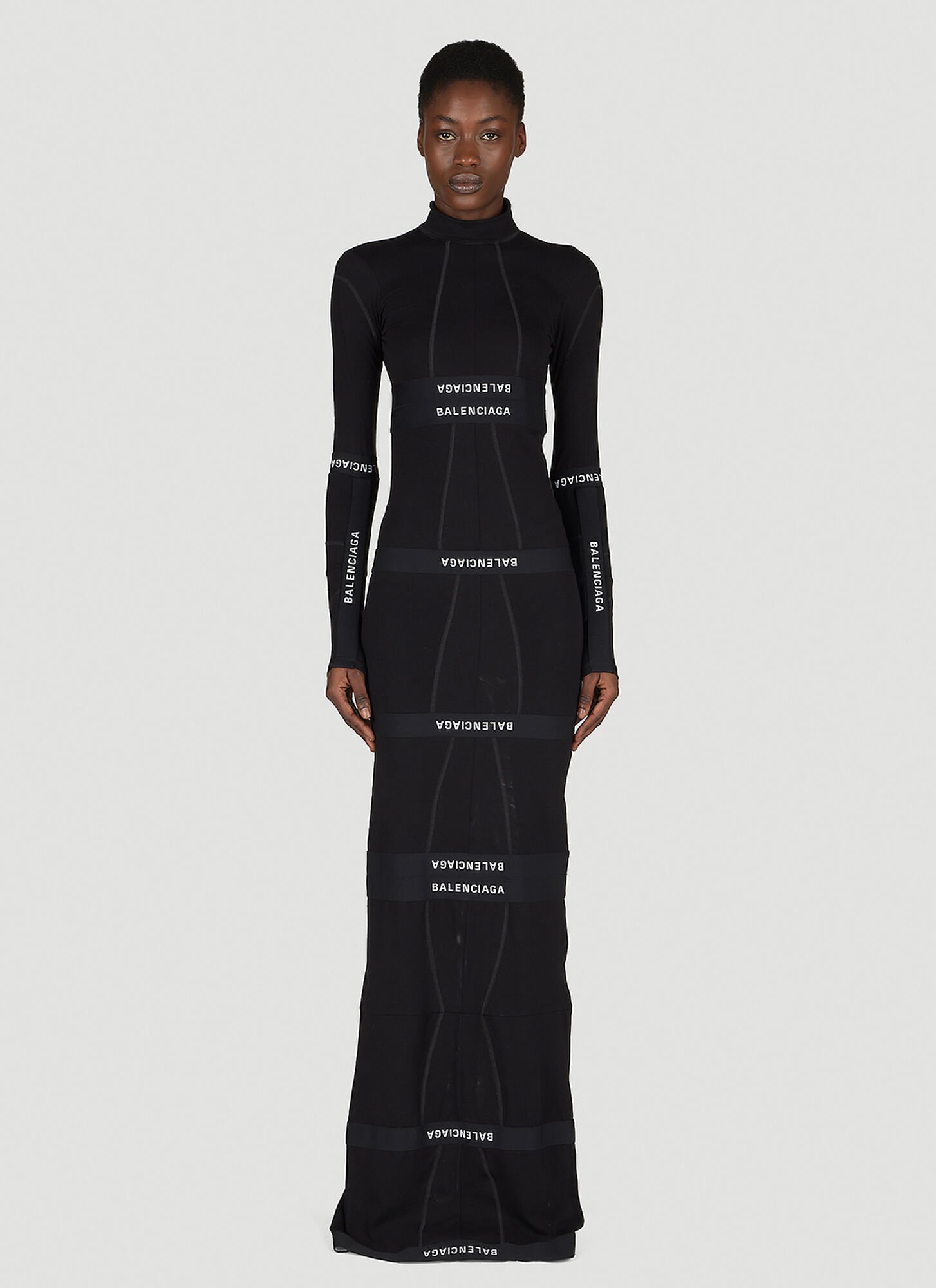 Shop Balenciaga Brief Maxi Jersey Dress In Black