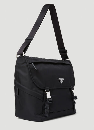 Prada Logo Plaque Messenger Crossbody Bag Black pra0153021