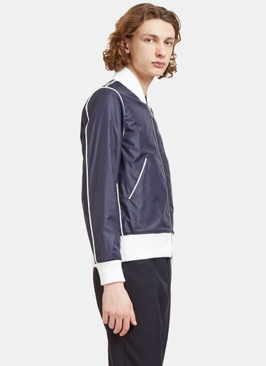 Thom Browne Technical Bouclé Knit Lined Bomber Jacket Navy thb0127009