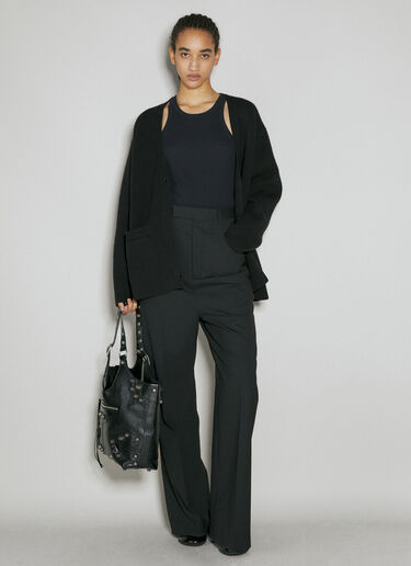 Balenciaga Logo Patch Wool Knit Cardigan Black bal0254011